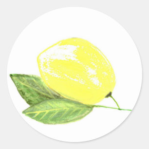 Zitronengelbe Frucht Aquarell Citrus Sommer Runder Aufkleber