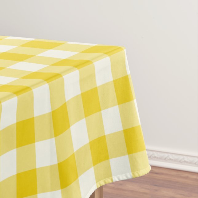Zitronengelbe Gingham-Muster-Karo-Tischdecke Tischdecke (Beispiel)