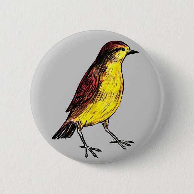 Zitronengelber Vogel Button (Vorderseite)