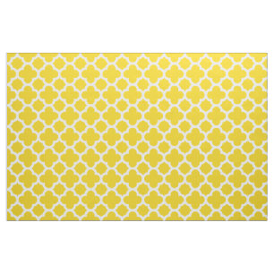 Zitronengelbes klassisches Quatrefoil Stoff