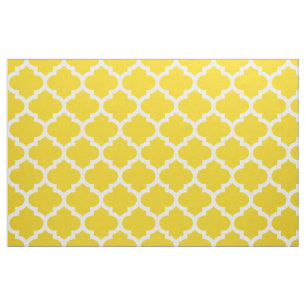 Zitronengelbes Marokkaner Quatrefoil Gitter-Gewebe Stoff