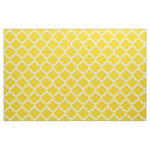 Zitronengelbes Marokkaner Quatrefoil Gitter-Gewebe Stoff