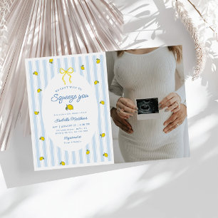 Zitronengeschlechtsneutrale gestreifte Babyparty-F Einladung