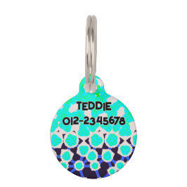 Zitronengrün türkis abstraktes Muster Haustiermarke