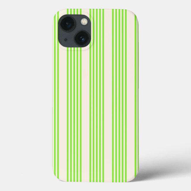 Zitronengrün und Beige, fünf Streifen Case-Mate iPhone Hülle (Rückseite)