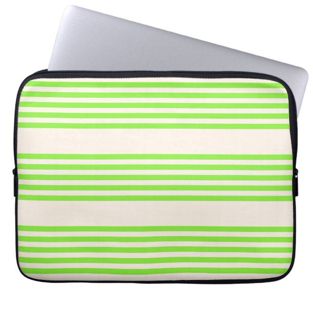 Zitronengrün und Beige, fünf Streifen Laptopschutzhülle (Vorderseite)