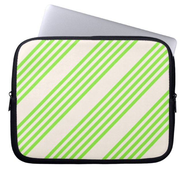 Zitronengrün und Beige, fünf Streifen Laptopschutzhülle (Vorderseite)