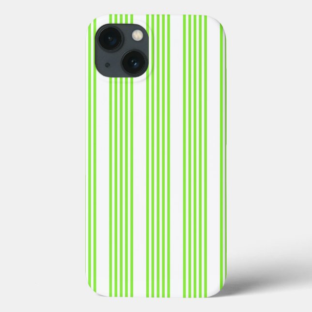 Zitronengrün und weiß, fünf Streifen Muster Case-Mate iPhone Hülle (Rückseite)