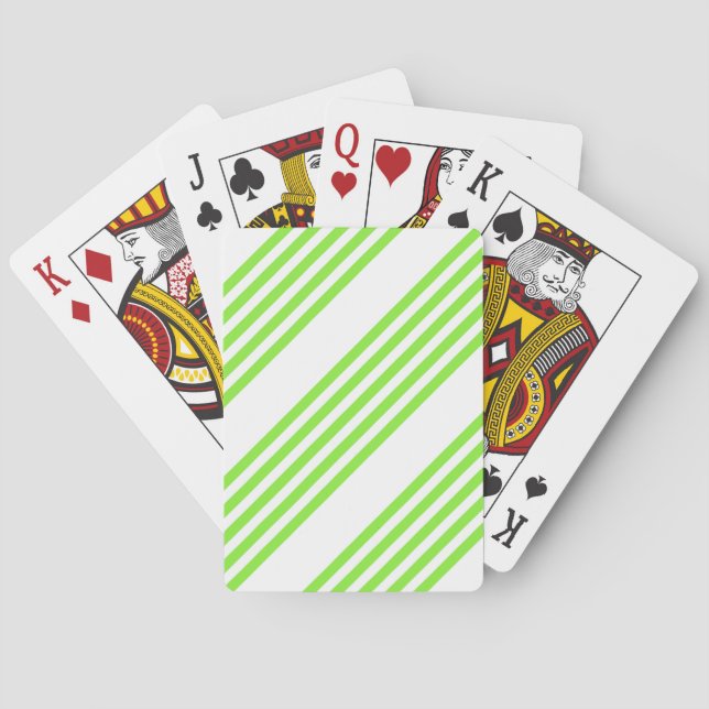 Zitronengrün und weiß, fünf Streifen Muster Spielkarten (Rückseite)