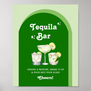 Zitronengrün Zitrus Retro Tequila Bar Poster