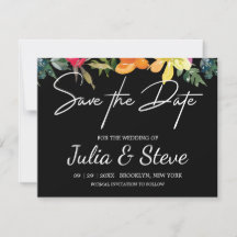 Zitronengrüne Florale Hochzeit "Save The Date"-Kar