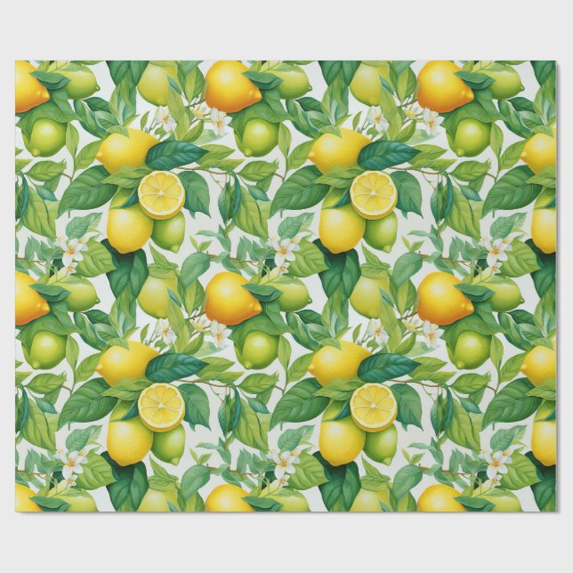 Zitronenhain-Grün-Geschenk Geschenkpapier (Flach)