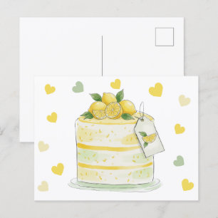 Zitronenkuchen Aquarell Postkarte