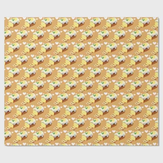 Zitronenkuchenbrot mit Glasur Geschenkpapier (Flach)