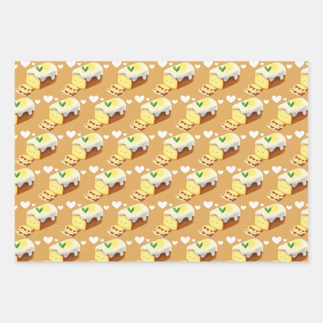 Zitronenkuchenbrot mit Glasur Geschenkpapier Set (Vorderseite)