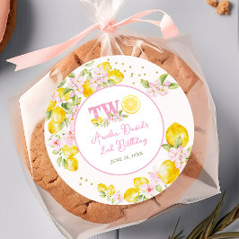 Zitronenlimonade Floral Geburtstag Runder Aufkleber