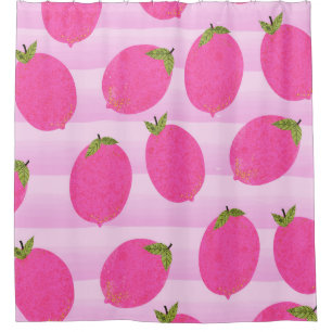 Zitronenlimonade Sommer Frucht Hell Rosa Lustig Duschvorhang