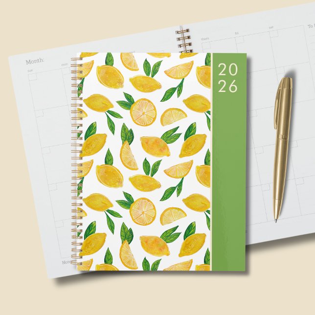 Zitronenmuster 2026 planer (Citrus lemon personalized planner for 2026)