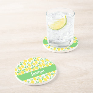 Zitronenmuster des individuellen Namens Getränkeuntersetzer