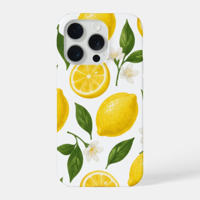 Zitronenmuster-Design | Frischer Zitrus-Sommerdruc iPhone Hülle (Rückseite)