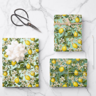 Zitronenmuster Geschenkpapier Set