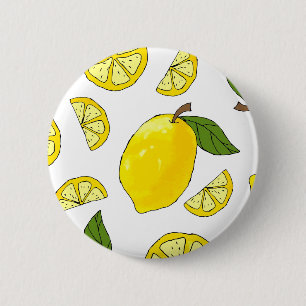 Zitronenmuster Küchenkunstwerk Zitronenmuster Fruc Button