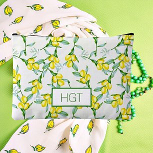 Zitronenmuster-Monogramm Zubehörtasche