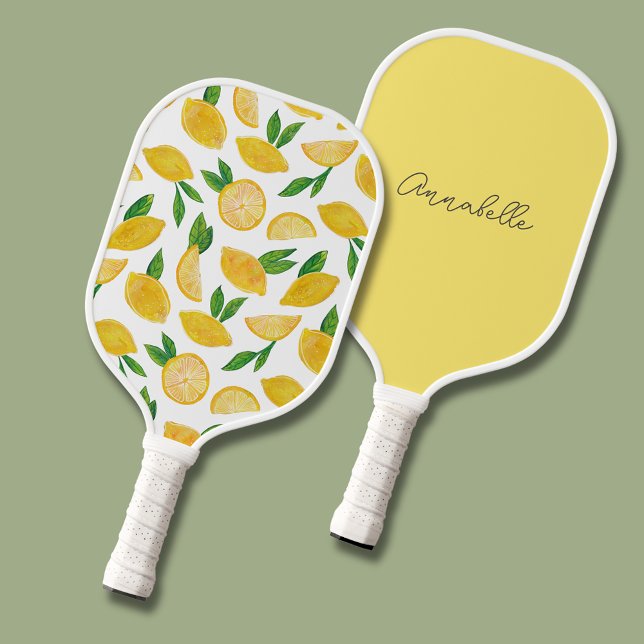 Zitronenmuster Pickleball Schläger (Citrus lemon pickleball paddle. Personalize with your own name one side. )