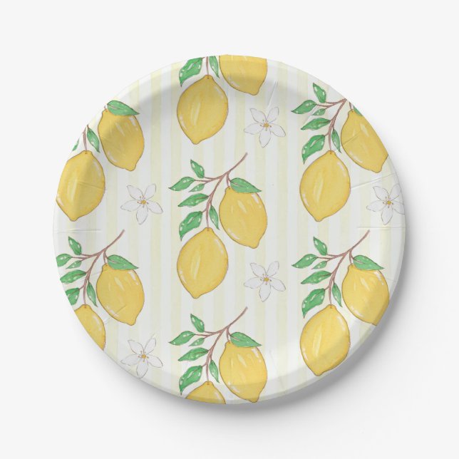 Zitronenmuster Sommer-Picknick-Party-Papierteller Pappteller (Vorderseite)