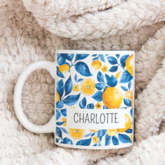 Zitronenmuster Tropische Frucht Personalisierter N Kaffeetasse