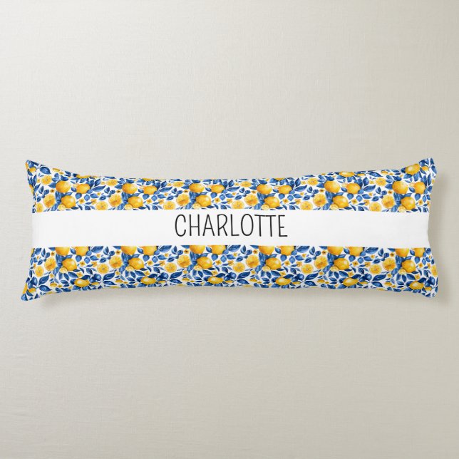 Zitronenmuster Tropische Frucht Personalisierter N Seitenschläferkissen (Vorderseite)