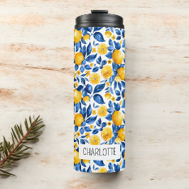 Zitronenmuster Tropische Frucht Personalisierter N Thermosbecher