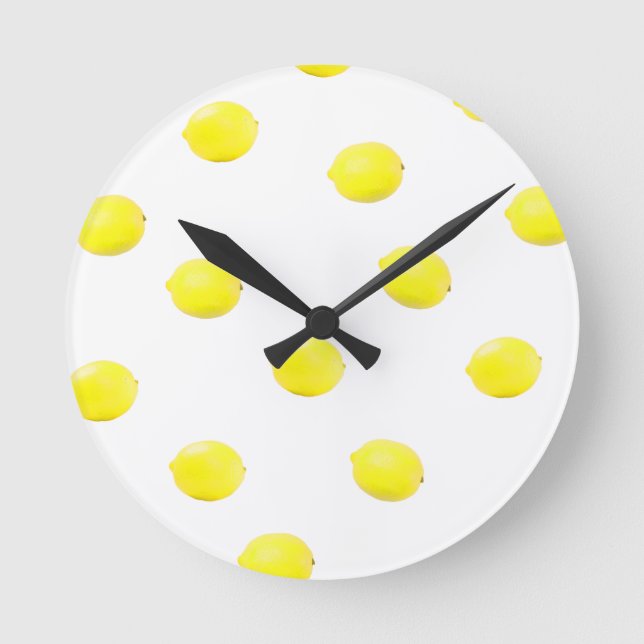 Zitronenmuster Version 2 Runde Wanduhr (Vorderseite)
