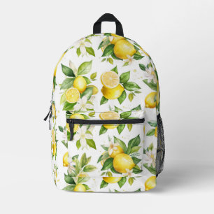 Zitronenmuster, Zitronen-Blume, Blätter, Zitrusfrü Bedruckter Rucksack