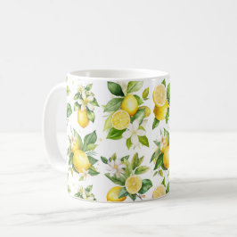 Zitronenmuster, Zitronen-Blume, Blätter, Zitrusfrü Kaffeetasse