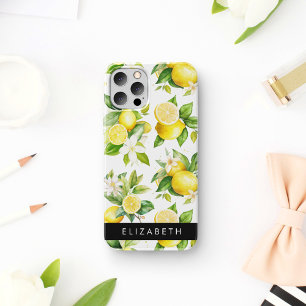 Zitronenmuster, Zitronenblüten, Blätter, Ihr Name iPhone 16 Hülle