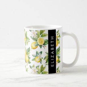 Zitronenmuster, Zitronenmuster, Blume, Blätter, Ih Kaffeetasse