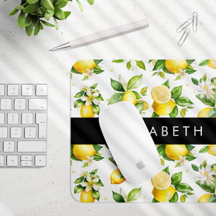 Zitronenmuster, Zitronenmuster, Blume, Blätter, Ih Mousepad