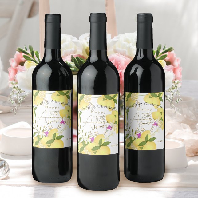 Zitronenquetsche  weinetikett (10th Wedding Anniversary Wine Label)