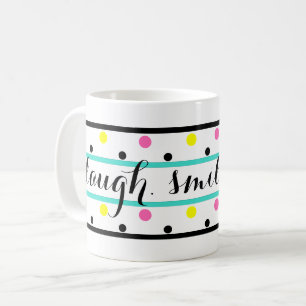 Zitronensatz Türkis Gelb Pink Polka Dots Kaffeetasse