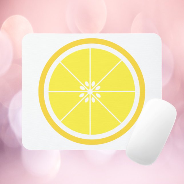 Zitronenscheibe Gelb Mousepad (A mousepad with a yellow lemon slice.)