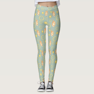 Zitronenscheibe und Katzenmuster Leggings