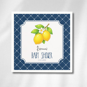 Zitronenschleife Navy Blau Diamant Baby Shower Serviette