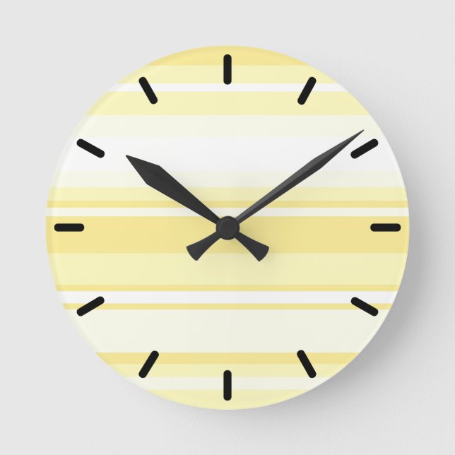 Zitronenstreifen Runde Wanduhr (Vorderseite)