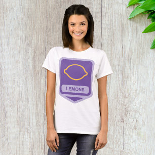 Zitronenumriss Lila und Gelbe Frucht T-Shirt