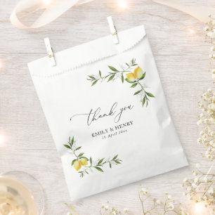 Zitronenwasserfarbe Grün Blumen Hochzeit danke Geschenktütchen