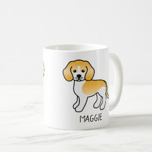 Zitronenweißer Beagle-Cartoon-Hund & Benutzerdefin Kaffeetasse