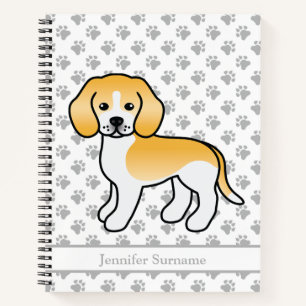 Zitronenweißer Beagle Süßer Cartoon-Hund & Text Notizbuch