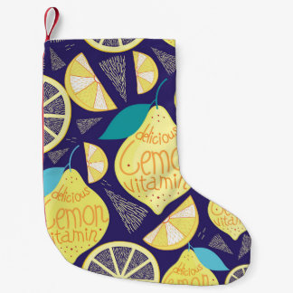 Zitronenwolken: Dunkles, blaues Muster Kleiner Weihnachtsstrumpf