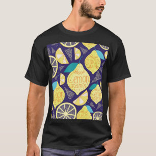 Zitronenwolken: Dunkles, blaues Muster T-Shirt